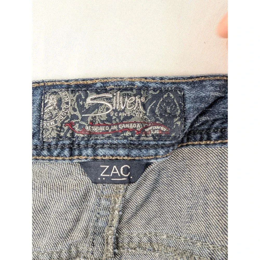 Silver Jeans Zac Jeans Mens 40x32 Blue Relaxed Straight Medium Wash Thick Stitch